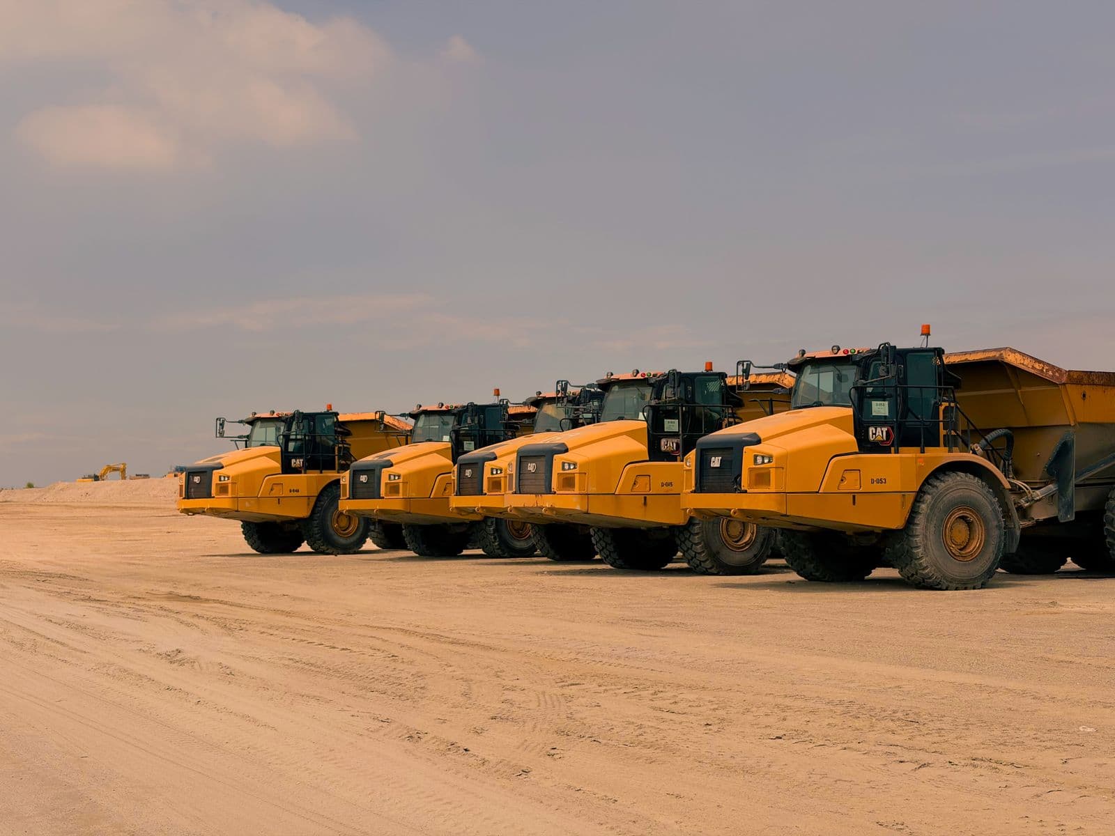 Haul trucks lined up for the next shift